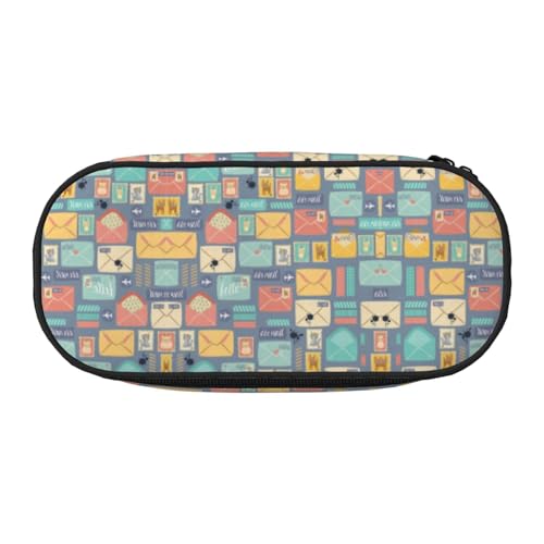 AUGUSTRUSH Niedliches Federmäppchen für Mädchen und Frauen, Post-Schreibwaren-Bleistiftbox mit Reißverschluss, Oxford-Stoff, großes Fassungsvermögen, Federmäppchen mit Stiftfächern, 22 x 11 x 4,5 cm, von AUGUSTRUSH