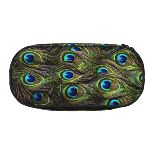 AUGUSTRUSH Niedliches Federmäppchen für Mädchen und Frauen, frischer Pfauen-Bleistiftbox mit Reißverschluss, Oxford-Stoff, großes Fassungsvermögen, Federmäppchen mit Stiftfächern, 22 x 11 x 4,5 cm – von AUGUSTRUSH