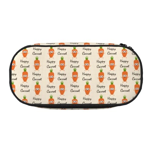 AUGUSTRUSH Niedliches Federmäppchen für Mädchen und Frauen, fröhliche Karotten-Federbox mit Reißverschluss, Oxford-Stoff, große Kapazität, Federmäppchen mit Stiftfächern, 22 x 11 x 4,5 cm, ideales von AUGUSTRUSH