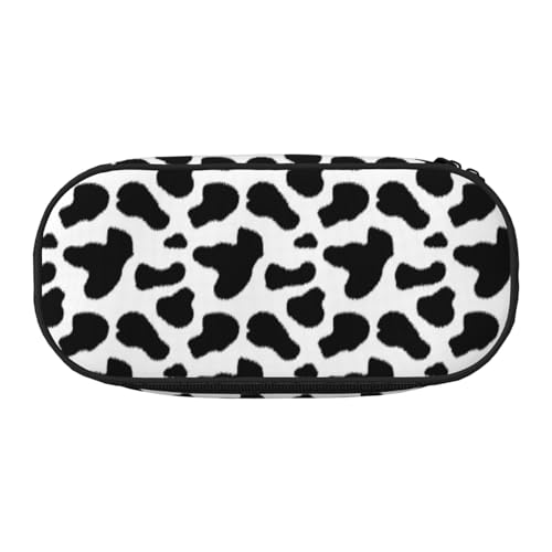 AUGUSTRUSH Niedliches Federmäppchen für Mädchen und Frauen, schwarz-weißes Leoparden-Federbox mit Reißverschluss, Oxford-Stoff, großes Fassungsvermögen, Federmäppchen mit Stiftfächern, 22 x 11 x 4,5 von AUGUSTRUSH