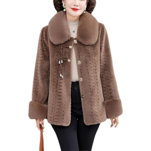 AUHAIEM Damen-Winter-Flocken-Fleece-Cardigan-Jacke Warmer PlüSch Einfarbig Lockere Oberbekleidung Pelziges Mantel-Oberteil Mit Taschen,Braun,XL AUHAIEM Damen-Winter-Flocken-Fleece-Cardigan-Jacke Warmer PlüSch Einfarbig Lockere Oberbekleidung Pelziges Mantel-Oberteil Mit Taschen,Braun,XL von AUHAIEM