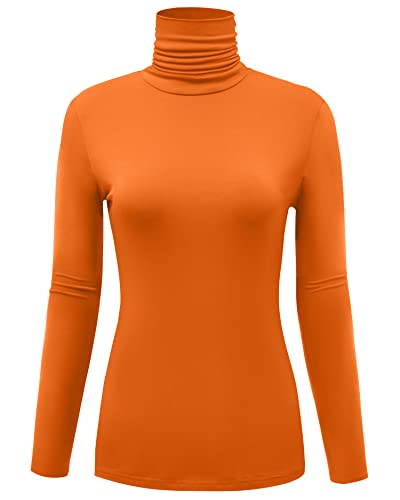 AUHEGN Damen Langarm Leicht Rollkragen Top Slim Fit Pullover T-Shirt (S-XXL), Orange/Abendrot im Zickzackmuster (Sunset Chevron), X-Groß von AUHEGN
