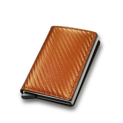 AUHIFVAX Kartenetui für Herren, Kohlefaser, RFID-Leder, minimalistisch, Geschenke für Männer, personalisierbar, Carteira Masculina, Carbon Gold, Minimalistisch von AUHIFVAX