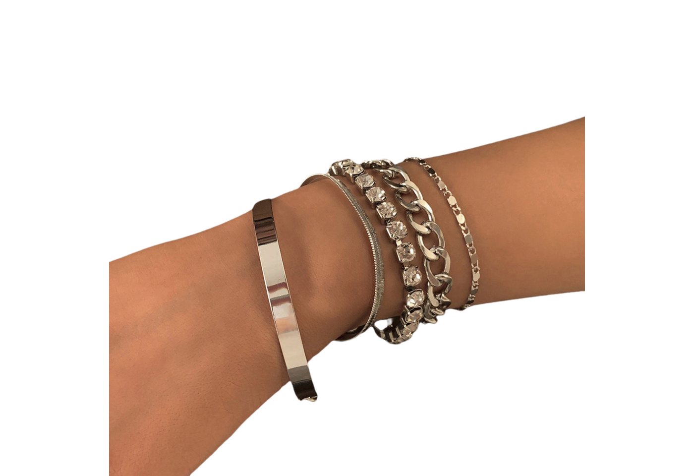 AUKUU Armband Personalisiertes Personalisiertes geometrisches Multi Element, Strass Set Armband Retro einfaches Kupfer handgefertigt von AUKUU