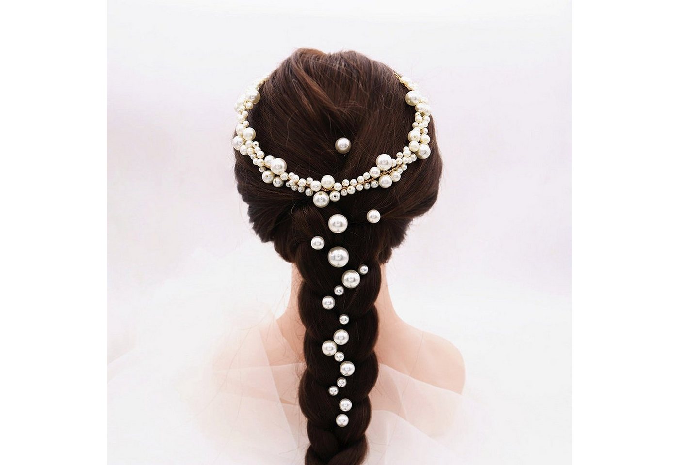 AUKUU Diadem Braut Braut Haarschmuck Stirnband Stirnband Vintage, Perlenohrringe Hochzeit Kopfschmuck Set von AUKUU