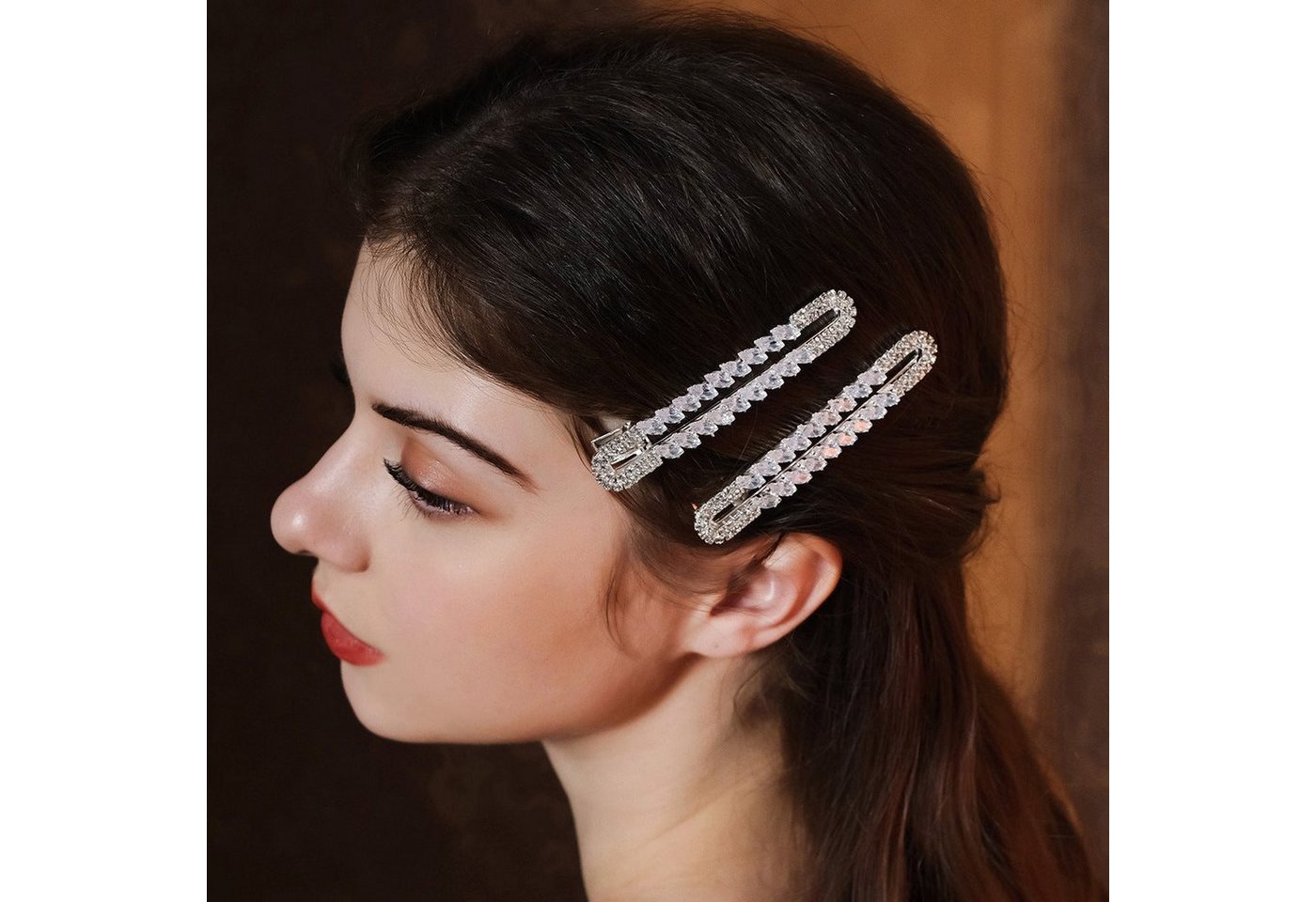 AUKUU Diadem Braut Braut Hochzeitskleid Haar Accessoires einfacher Stil, Pony gebrochenes Haar Haarnadel täglicher vielseitiger Zirkon von AUKUU