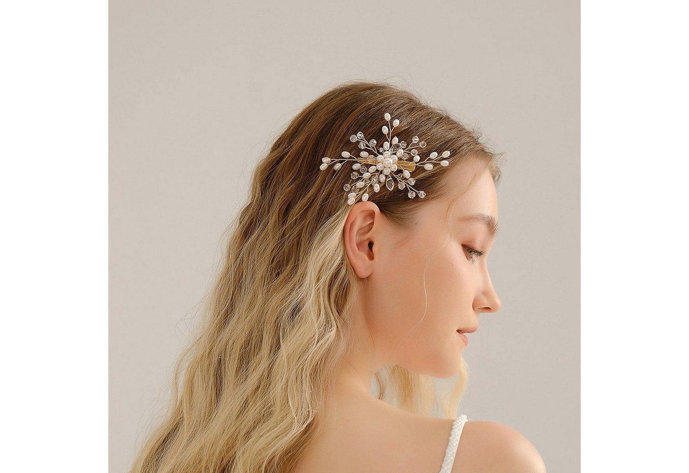 AUKUU Diadem Haarschmuck Haarschmuck Braut und Hochzeitskleid Accessoires, tägliche Accessoires handgefertigte Kristallkanten Clips Perlen von AUKUU