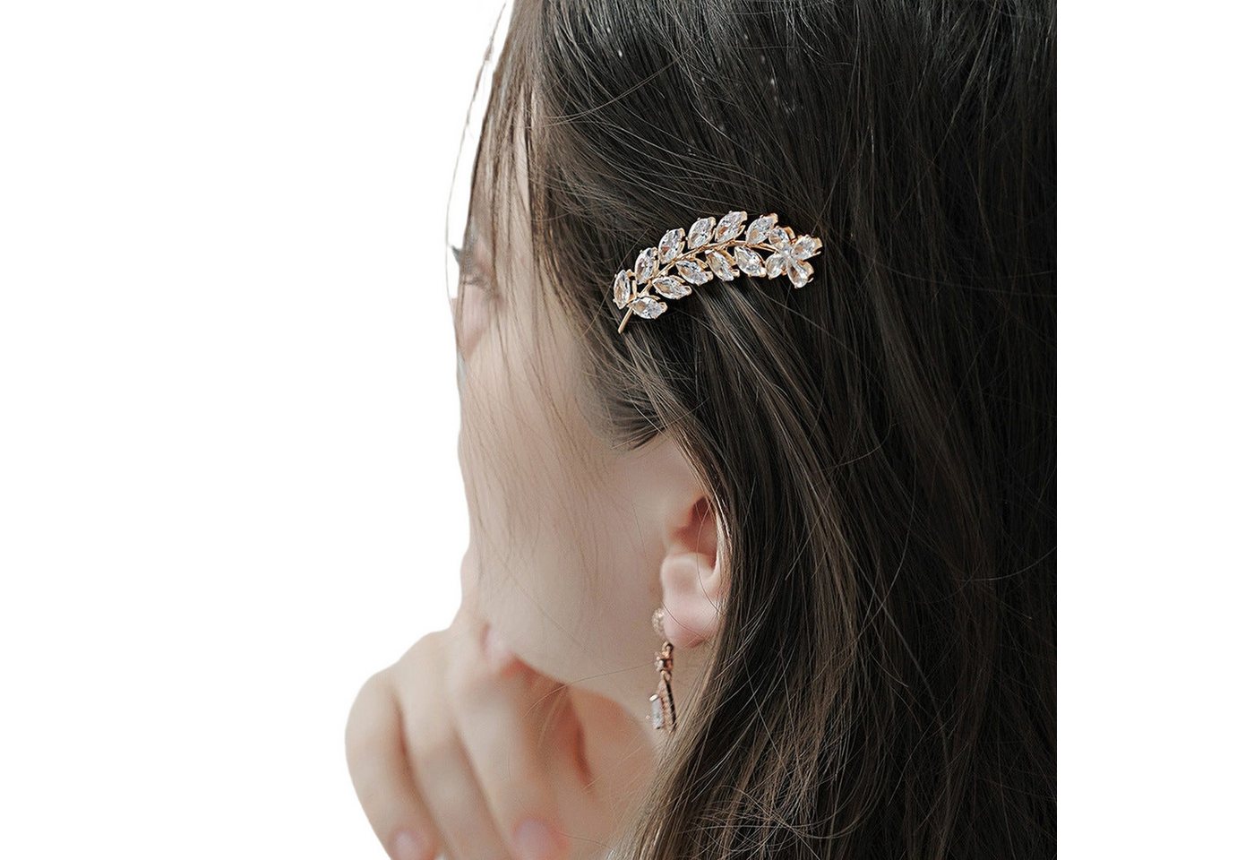 AUKUU Diadem Haarschmuck Haarschmuck für Mädchen Metall Pony Clip an der, Seite elegante Haarnadel mit Strasssteinen Zirkon Ein Wort von AUKUU