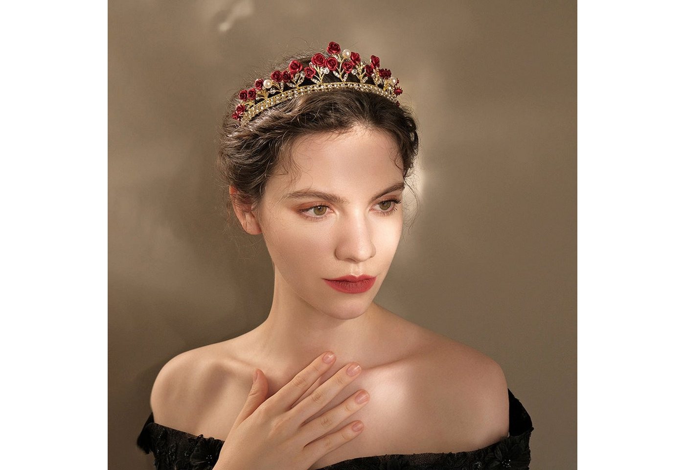 AUKUU Diadem Hochzeitsaccessoires Hochzeitsaccessoires wunderschöne rote Rosen, Brautkrone Hochzeitskleid Accessoires von AUKUU