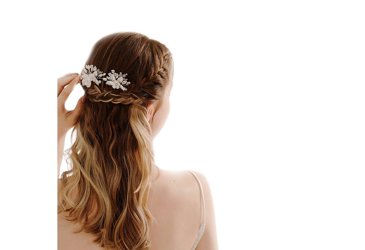 AUKUU Diadem Hochzeitskleid Hochzeitskleid Accessoires handgefertigte Perlen, U förmige Haarnadel Western Stil Hochzeit Braut Haarnadel von AUKUU