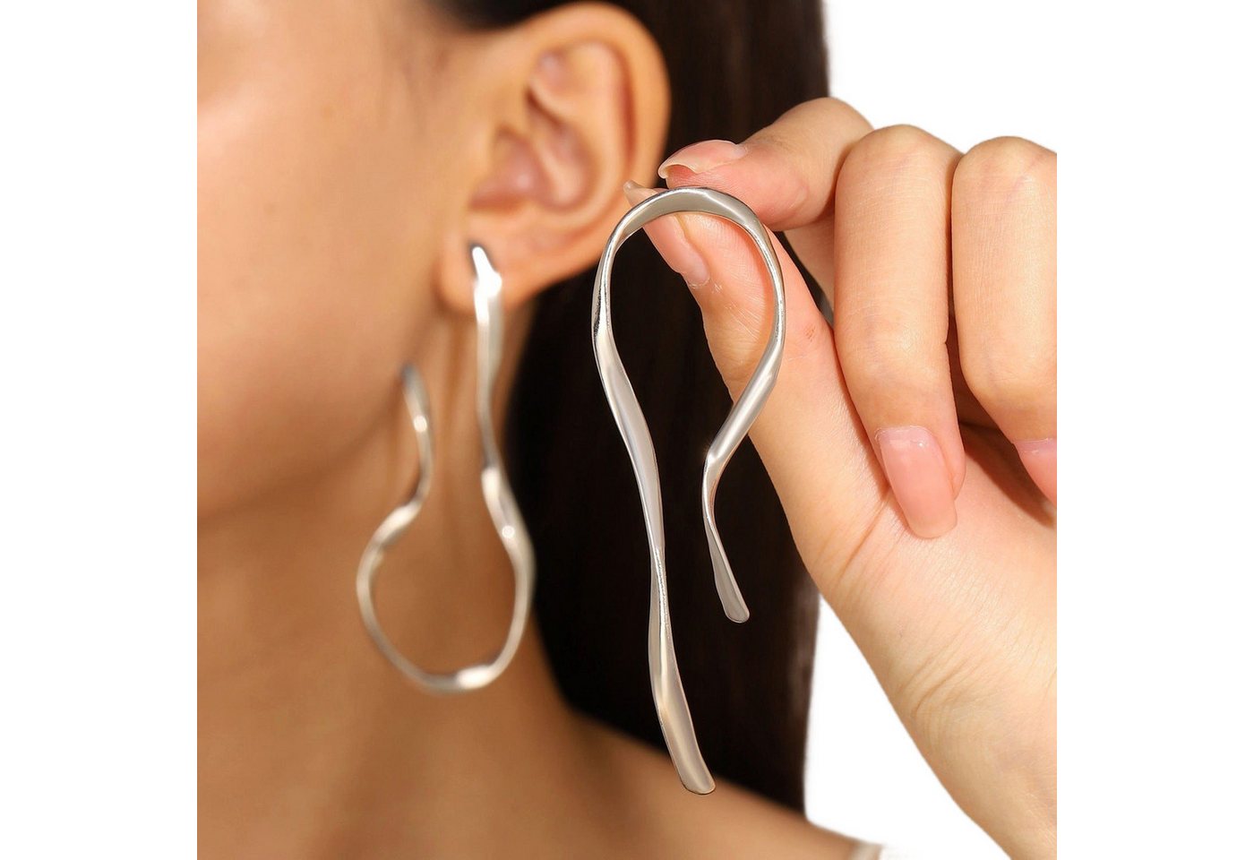 AUKUU Ohrring-Set Einfache Einfache übertriebene asymmetrische lineare Ohrringe, Retro Ohrringe aus gedrehter Legierung für Damen von AUKUU