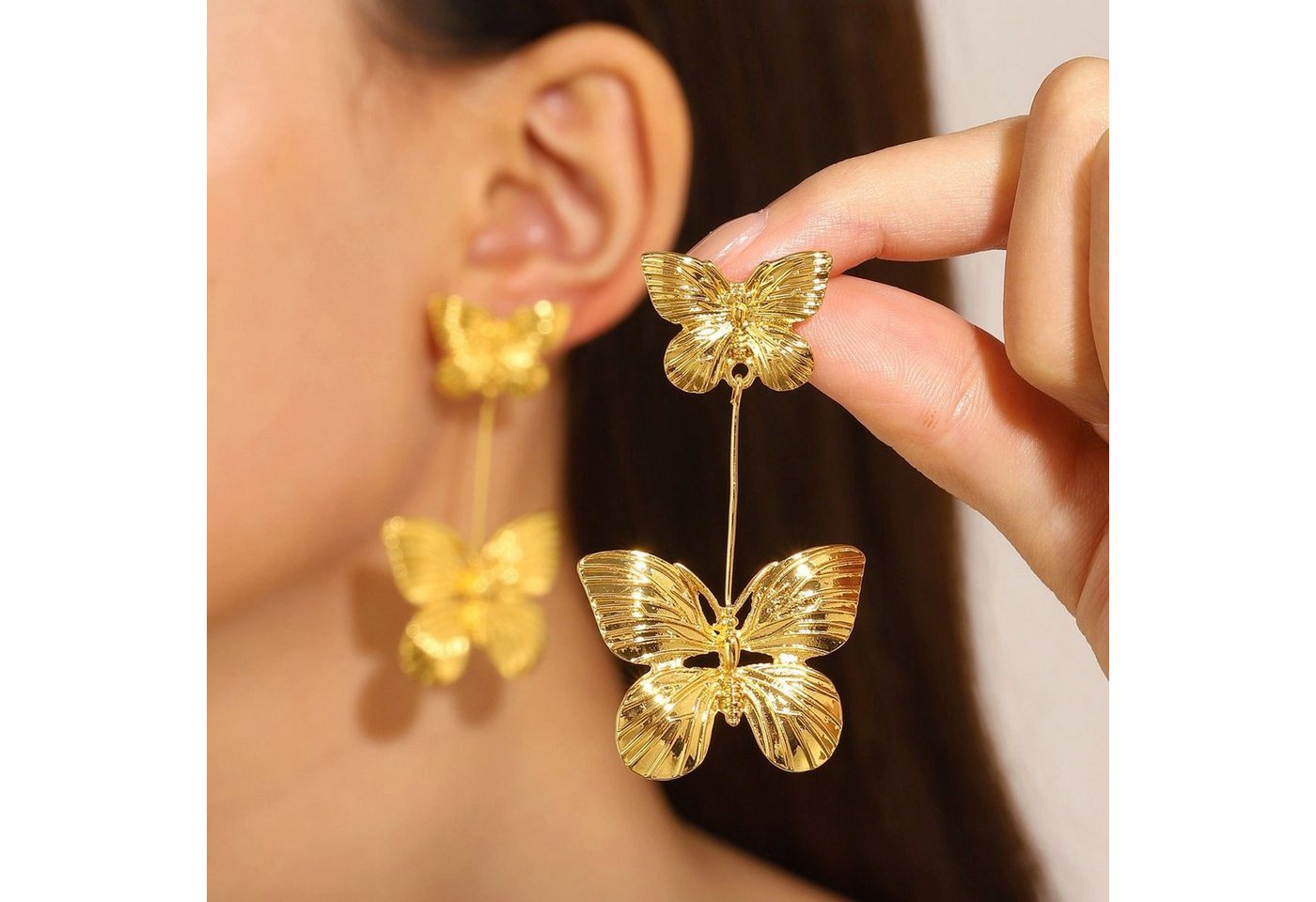 AUKUU Ohrring-Set Mittelalterliche Mittelalterliche goldene Schmetterlingsohrringe, leichter Luxus hochwertige Retro Ohrringe modische Ohrringe von AUKUU