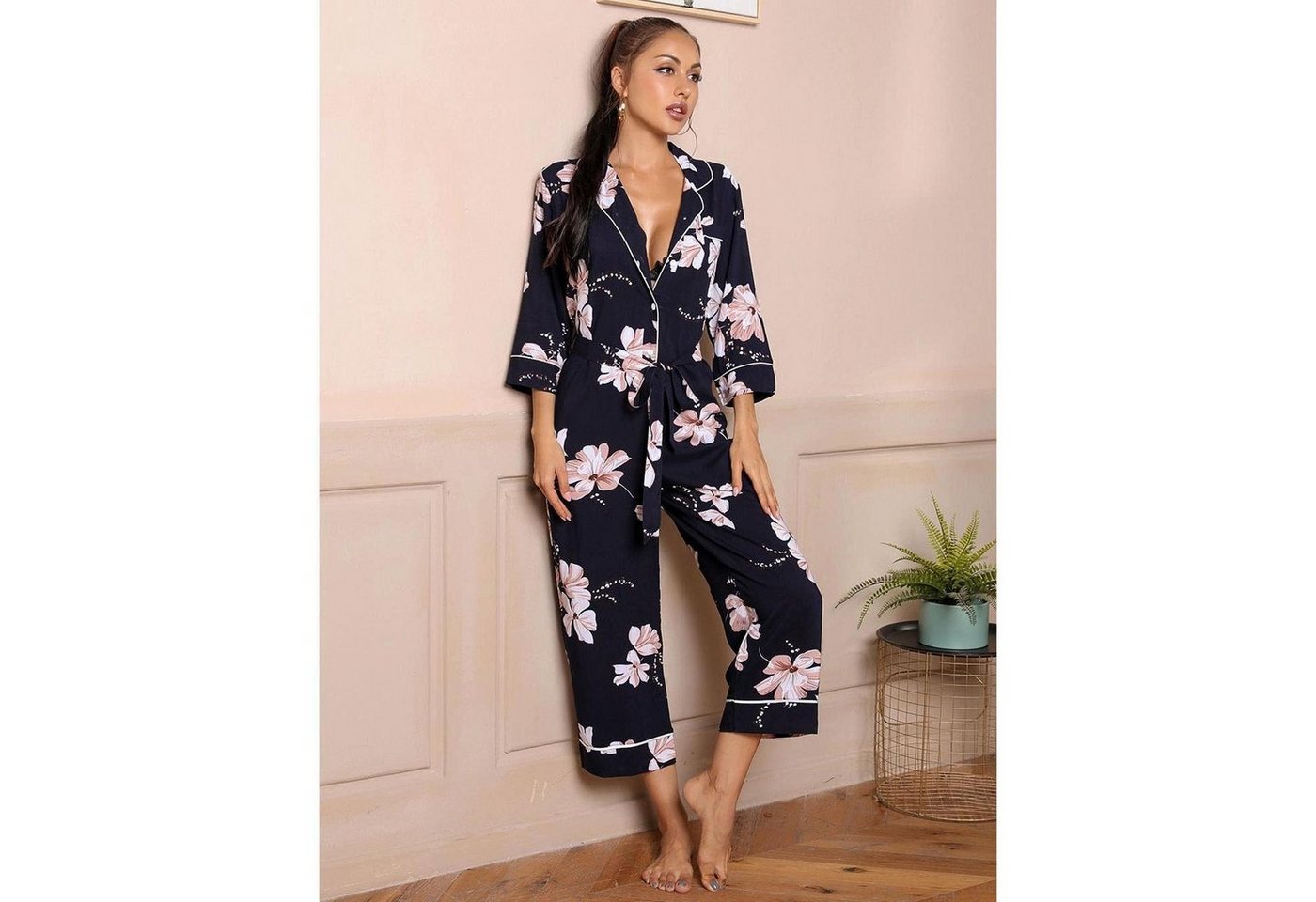 AUKUU Pyjama Damen Damen Hauskleidung Herbst und Winter Cardigan Overall Nachthemd Pyjamas die Frauen draußen tragen können von AUKUU