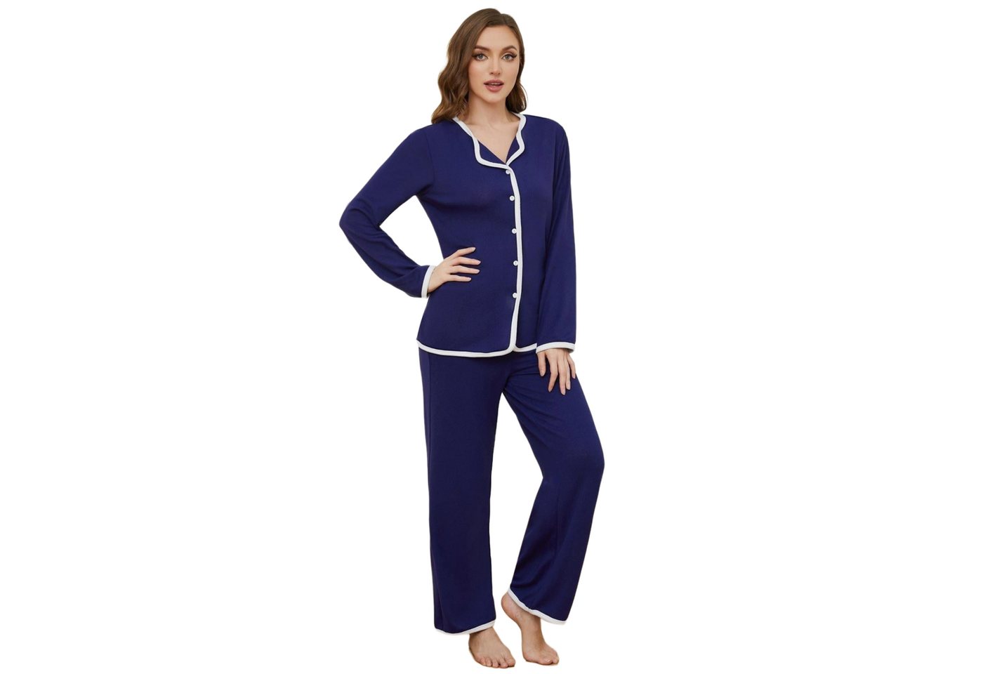 AUKUU Pyjama Homewear Homewear Set Herbst und Winter Langarm Cardigan lässiger Damen Pyjama von AUKUU