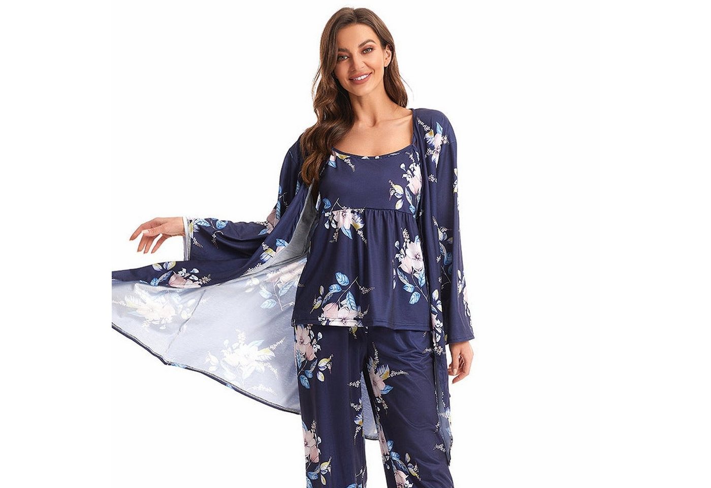 AUKUU Schlafanzug Frühlings Frühlings und Herbstpyjamas für Damen Hosenträger aus Baumwolle Hosen Pyjamas sexy dreiteilige Heimkleidung für von AUKUU