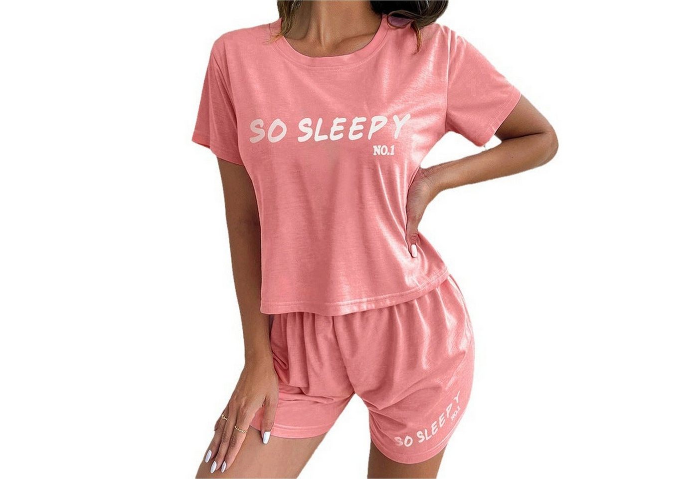 AUKUU Schlafanzug Hersteller Hersteller Sommermode Damen Kurzarm Casual Pyjamas Homewear Zweiteiliges Set Pyjamas von AUKUU