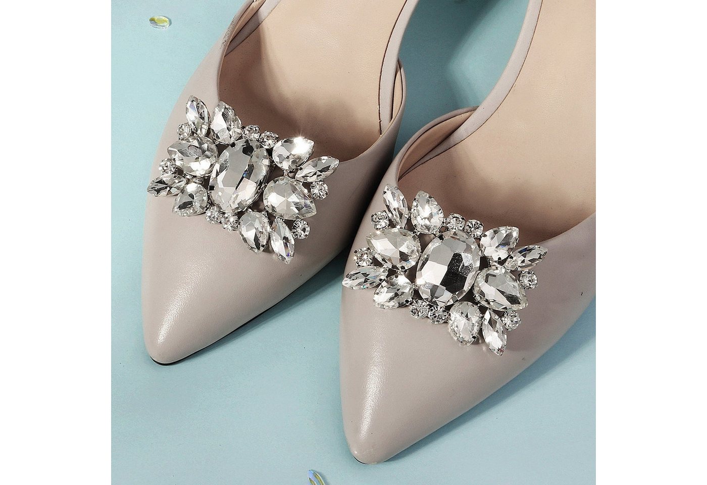 AUKUU Schuhanstecker Damen Damen High Heels verziert mit Strass Schuhschnallen, Braut Hochzeitsschuh Accessoires Zehenblume Metall Diamant von AUKUU