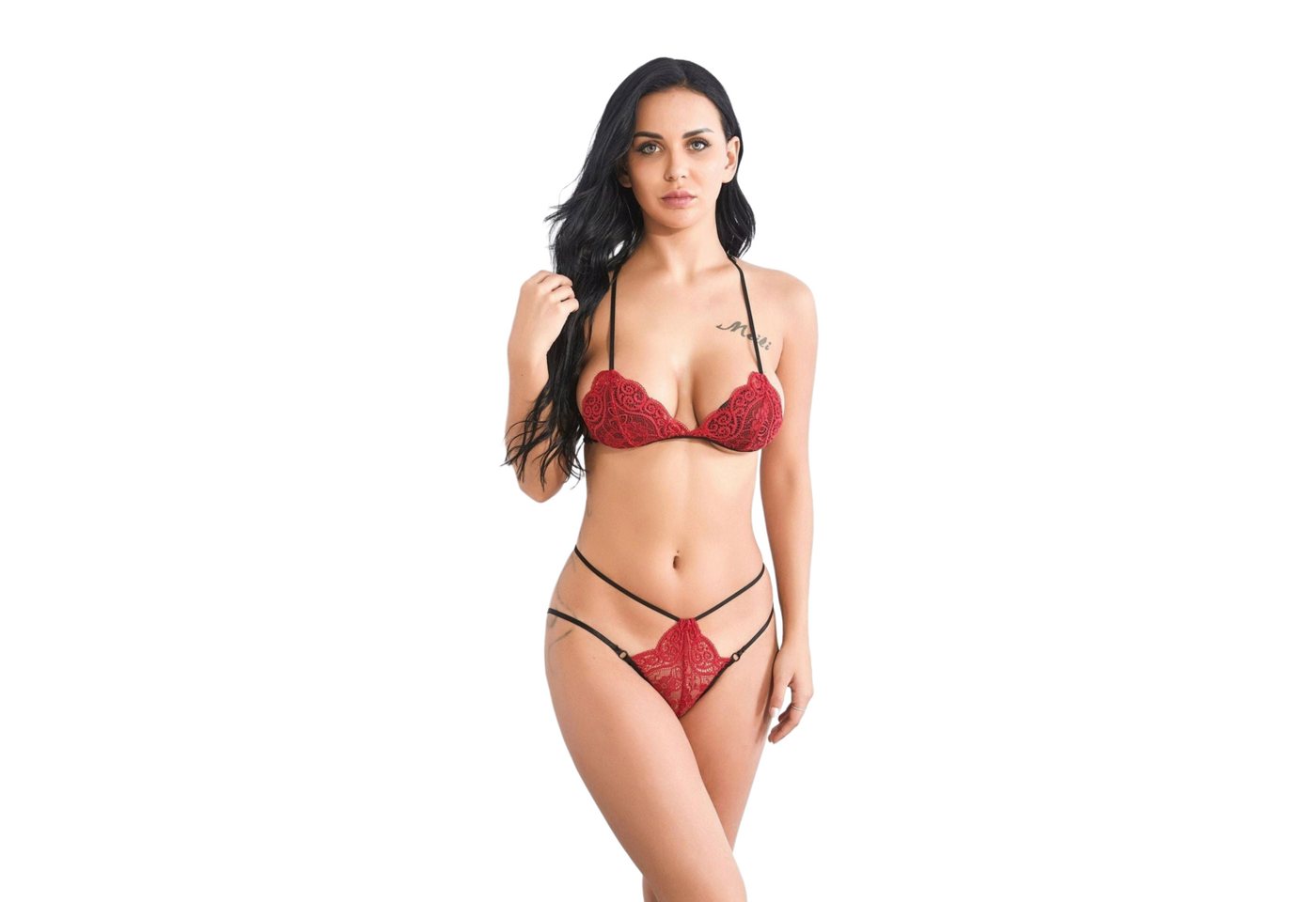 AUKUU Set: Corsage BH Set Dreipunkt Bikini Spitze sexy Set von AUKUU