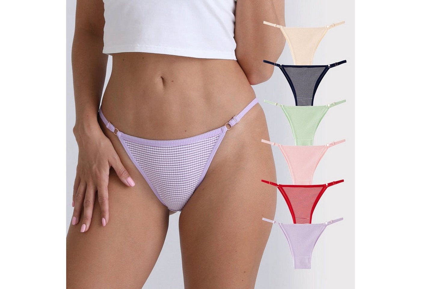 AUKUU Slip Damen Damen Tanga mit verstellbarer Schnalle sexy elastisches Band das Beine zeigt lange Größe gestreifte Protein von AUKUU