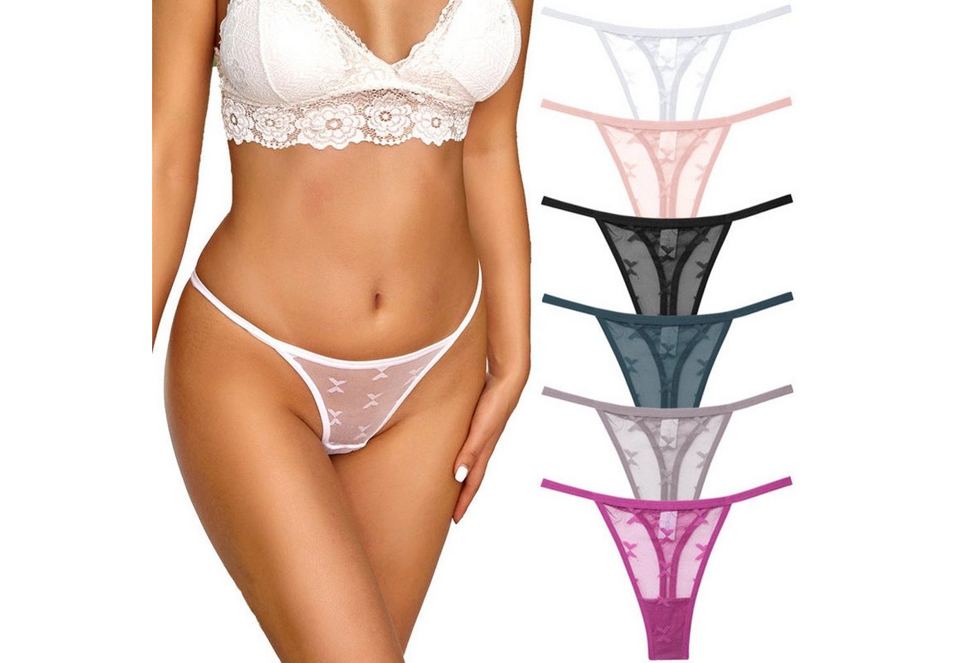 AUKUU Slip Sexy Sexy Tanga nahtlose Spitze hohl Schmetterling Blume graue Hose reiner Wunsch Damen Spitzen Tanga von AUKUU