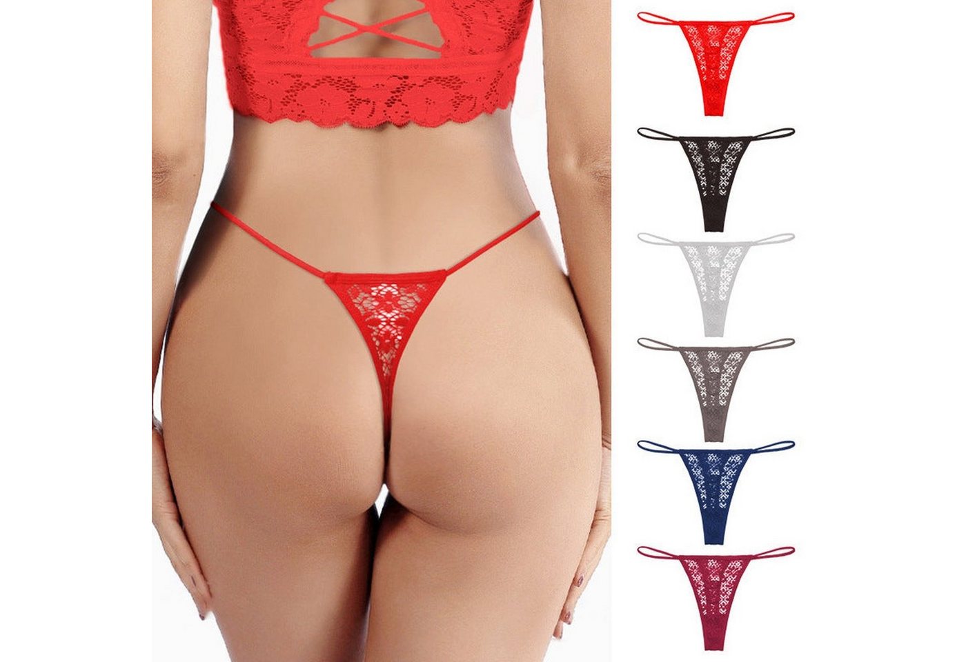 AUKUU Slip Spitze Spitze Sexy Low Waist Tanga Damen One String Damenunterwäsche Große Größe von AUKUU