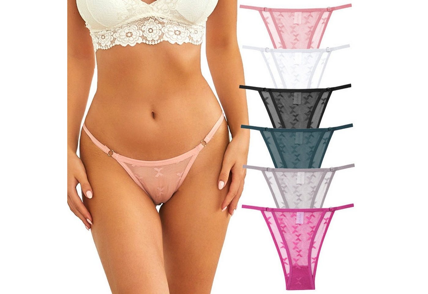 AUKUU Slip Spitzenhöschen Spitzenhöschen transparente Höschen dünne niedrige Taille Damen Dreieck Mesh nahtlose Spitzenhöschen von AUKUU