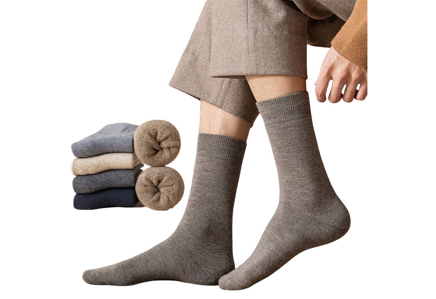 AUKUU Socken Herren Herren Wintersamtstrümpfe aus warmem Frottee mit hohem Schnitt und einfarbiger Wadenmitte von AUKUU