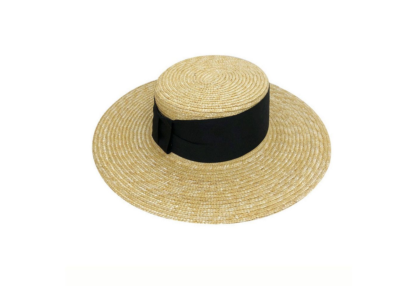 AUKUU Sonnenhut Flacher Flacher Strohhut für Damen mit breitem Gurtband vielseitiger Sonnenhut mit breiter Krempe für sommerliche von AUKUU