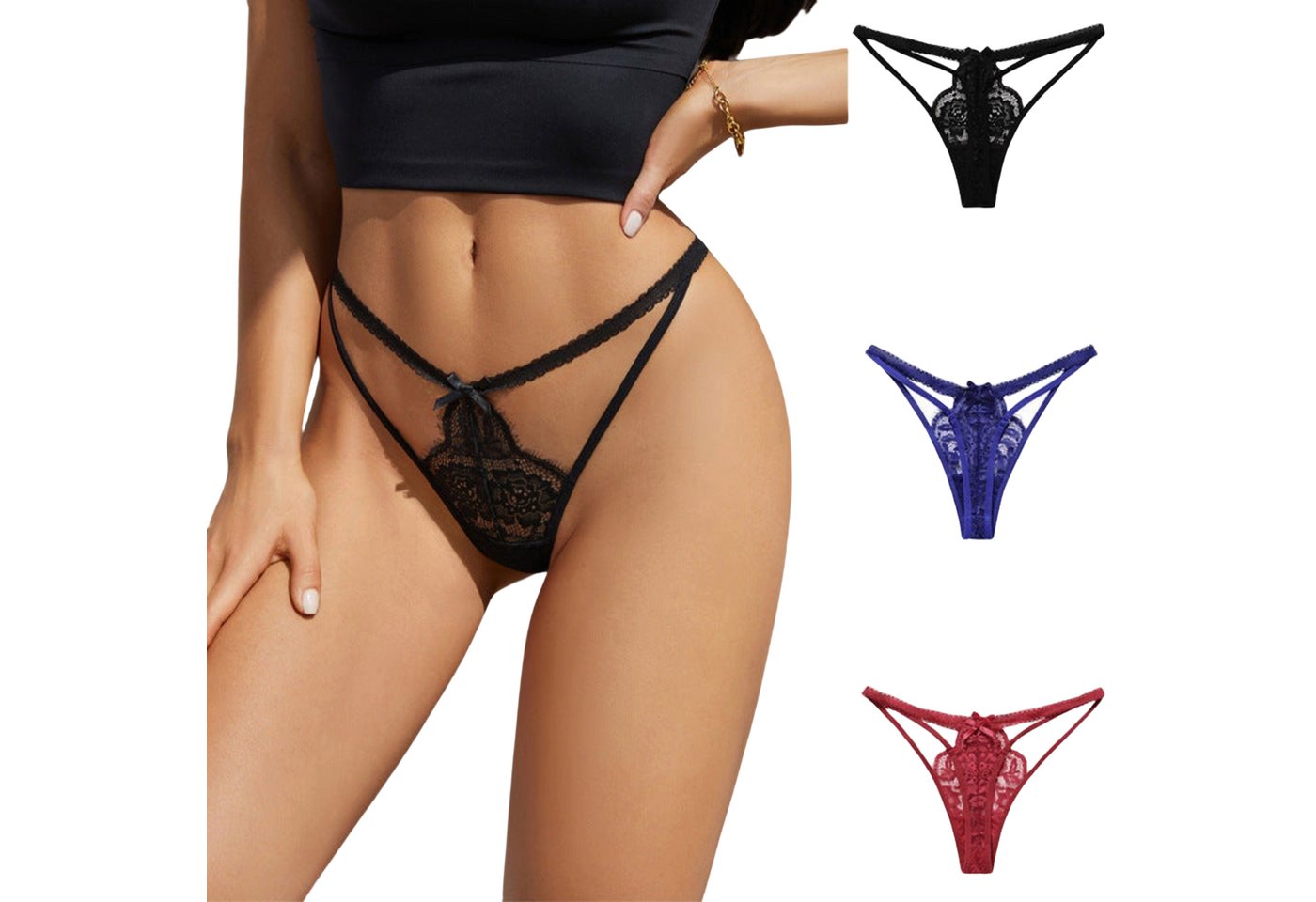 AUKUU Taillenslip Unterwäsche Unterwäsche T-String Low-Waist Damen Sexy Unterwäsche Damen reine Baumwolle Schritt Spitze zarte von AUKUU