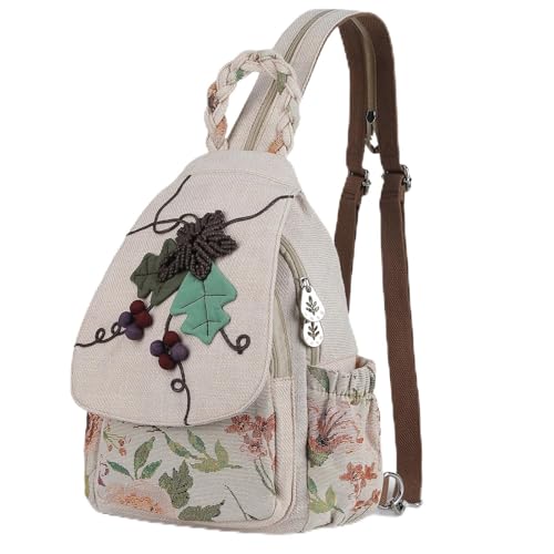 Umwandelbare Schultertasche für Mädchen, handgefertigt, schöne Leinwand, hochwertig, lässig, Tagesrucksack für Frauen, mushroom, One size von AULUDA