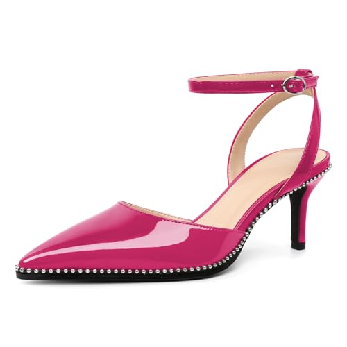 AUMOTED Pumps mit Niedrigem Absatz für Damen Spitze Zehenpartie Modischer Kitten-Absatz Stilvolle Pumps mit Perlenverzierung Schwarz EU37 von AUMOTED