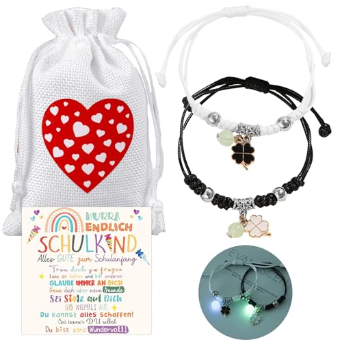 AUNGCSHE 4 PCS Armband Jungen Nachtlicht, 2025 Neu Original Einschulung Geschenk, Glücksarmbänder mit Vierblättrigem Kleeblatt Geschenk zur für Teenager Kinder Jungen von AUNGCSHE