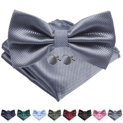 AUNGCSHE 4 PCS Herren Fliege mit Einstecktuch mit Geschenkbox, Einstellbar Volltonfarbe Fliege, Geeignet für Hochzeiten, Versammlungen, Abendkleider und Partys(Elfenbeinweiß) von AUNGCSHE