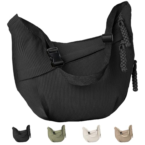 AUNGCSHE Crossbody Bag Damen Umhängetasche, Halbmond Crossbody Bag, Bauchtasche Damen für Arbeit (Schwarz) von AUNGCSHE