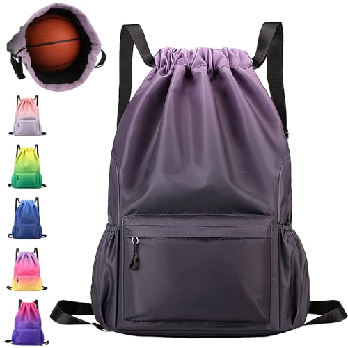 AUNGCSHE Turnbeutel Sportbeutel Mädchen Jungen, Schwimmtasche, Turnbeutel mit Kordelzug, Wasserdichter Rucksack, Sportrucksack, 33 * 16 * 49 cm Große Kinder Sporttasche (Grau) von AUNGCSHE