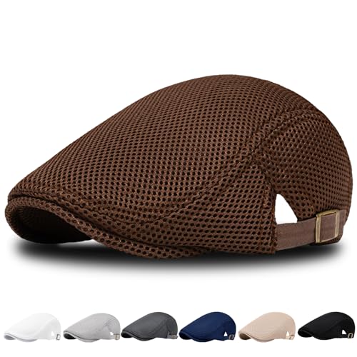 AUNGKWANG Herren Schirmmütze, Unisex Baskenmütze, Atmungsaktives Mesh, Sonnenhut, Kopfbedeckung Herren Sommer, Schiebermütze HerrenSommer, Verstellbar, Kaffee von AUNGKWANG