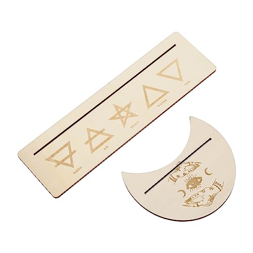 2 Stück Tarotkarten-Ständer aus Holz, Tarotkartenständer aus Holz, Stabiler Mondform und Rechteckiger Tarotkartenständer aus Holz (Pappel 2) von AUNMAS