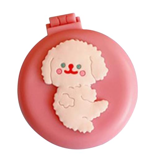 AUNMAS Klappende Reisspiegel Haare Falten -Reisespiegel Haarbürsten, Runde Klapptasche Haarbürste mit Massagekamm, Runde Klapptasche Haarkamm für Frauen Mädchen in Rosa Hund von AUNMAS