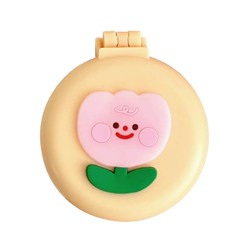 AUNMAS Mini Rundes Haar Kamm mit Mini Runden Haarkamm, Runde Klapptasche Haarbürste Faltbarer Spiegel, PinkPattern Clamshell Design Leichte Taschenhaarpinsel für Frauen Mädchen von AUNMAS