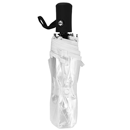 AUNMAS Regenschirm Transparenter Sturmfest für Regen, 28 x 6cm Automatischer dreifach Faltbarer Regenschirm Tragbarer modischer Regenschirm für draußen von AUNMAS