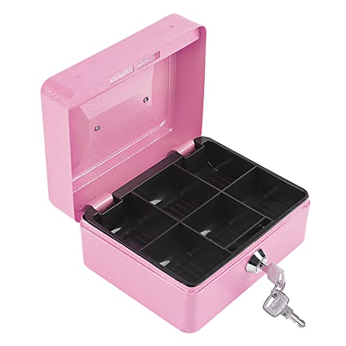 Geldkassette mit Schlüsselschloss, Stahl-Geld-Safe, Sicherheitsbox, Tragbare Haushalts-Schließbox für zu Hause, Außerhalb des Autos (PINK) von AUNMAS