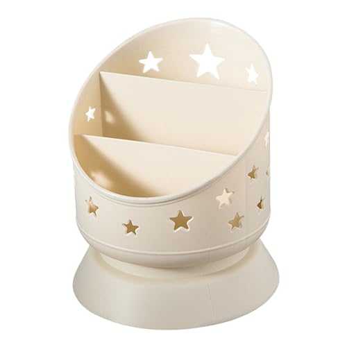 Make-up-Pinselhalter, Cremefarbenes Design, Kreativer Desktop-Organizer für Pinsel, Stifte, Lippenstift mit Mehreren Fächern, Kunststoff, 10,9 X 14 Cm von AUNMAS