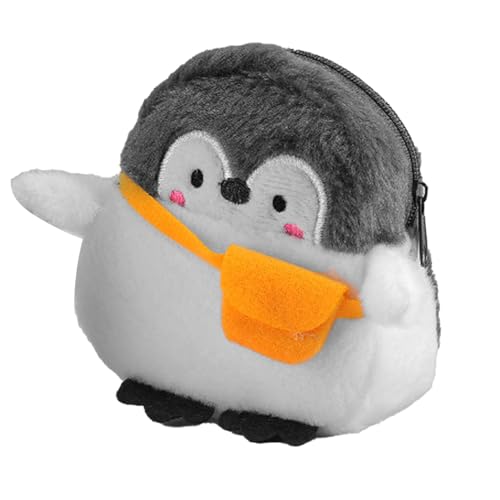Penguins Brieftasche, Plüsch Niedliche Penguine -Geldbörsen -Make -up -Halter mit Reißverschlüssen Tragbarer Multifunktionaler Plüschbeutel für Änderungsdatenkabel Make -up von AUNMAS