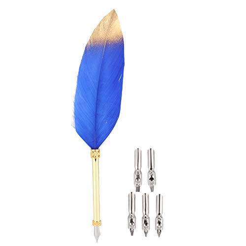 Retro-Federstift Im Klassischen Stil, Retro-Federstift-Set, Metall-Kalligraphiestift mit Box für Studenten (BLUE) von AUNMAS