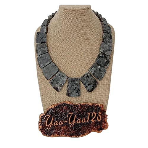 AUOQKQUT Ketten für Damen 19 Zoll Top-Drilled Larvikite Black Labradorite Graduated Chokers Halskette Mode-Accessoires von AUOQKQUT