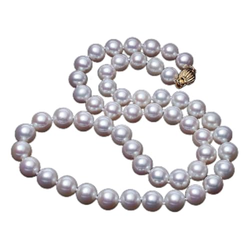 AUOQKQUT Ketten für Damen 8-9 mm natürliche Perlenkette for Frauen, echte 14 Karat runde Perlenkette Hochzeitsschmuck Birde feines Geschenk Mode-Accessoires(Color:45cm) von AUOQKQUT