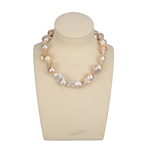 AUOQKQUT Ketten für Damen Natürliche rosafarbene Keshi-Barock-Perlenkette mit vergoldetem Verschluss, 45,7 cm Mode-Accessoires von AUOQKQUT