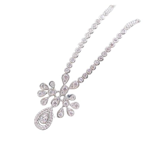 AUOQKQUT Ketten für Damen Neue Luxus 925 Sterling Silber Hochzeit Engagement Schmuck Sets for Freundin Charms Lab Diamond Hanging Ohrringe Halskette Geschenk erfüllen Mode-Accessoires(Size:Necklace) von AUOQKQUT