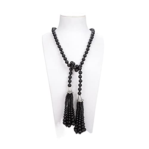 AUOQKQUT Ketten für Damen Schmuck 38-Zoll-schwarze -Quasten-Anhänger-lange Halskette erfüllen Mode-Accessoires von AUOQKQUT