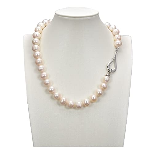 AUOQKQUT Ketten für Damen Schmuck-klassische natürliche Perle 12-13MM weiße runde Perlen-Halskette for Frauen-Dame Jewelry erfüllen Mode-Accessoires von AUOQKQUT